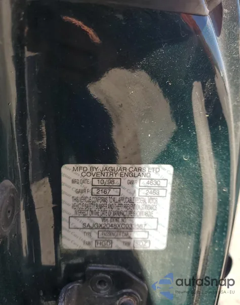 1999 Jaguar Xk8 from USA, damaged, VIN SAJGX2048XC033587